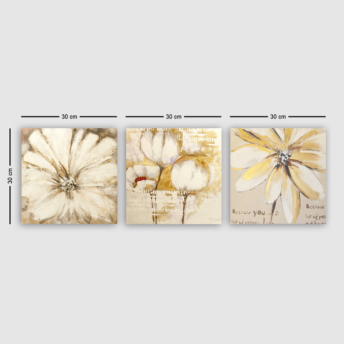 Wallity Conjunto de 3 Pinturas Decorativas en Lienzo Multicolor